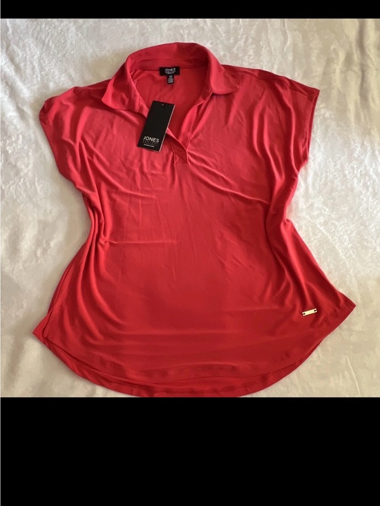 Jones New York Tops - Jones New York Red Short-Sleeve Polo Tunic